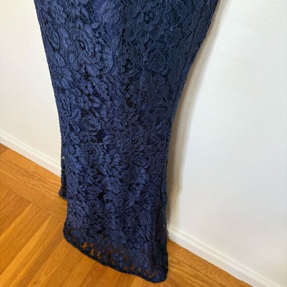 Lulu's Zenith Navy Blue Lace Sleeveless 
Halter Maxi Dress NWT size Large - Picture 12 of 16